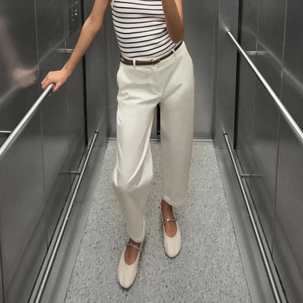 Zara White CHINO PANTS